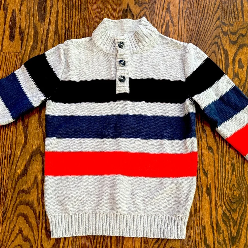 Gymboree Striped Quarter Botton Sweater Sz S (5-6)